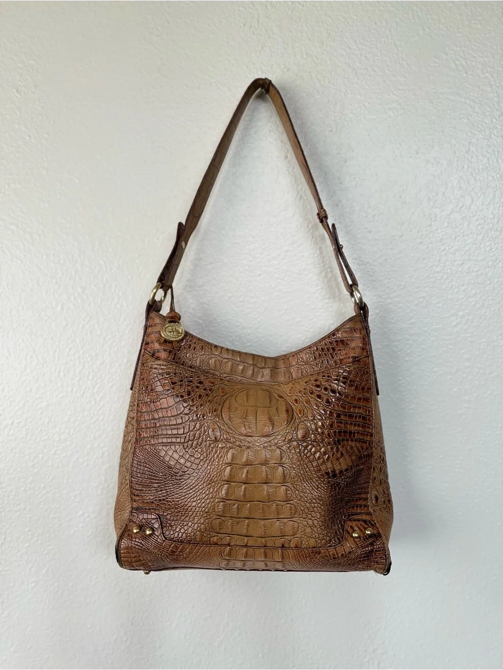 Brahmin Croc-Embossed Leather Hobo Shoulder Bag - READ